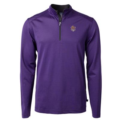 LSU Cutter & Buck Vault Sailor Eco Pique Micro Stripe 1/2 Zip Pullover