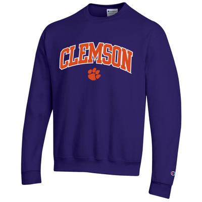 Clemson Champion Applique Arch Over Logo Crew PURPLE