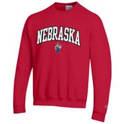  Nebraska Champion Applique Arch Over Logo Crew