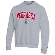  Nebraska Champion Applique Arch Over Logo Crew