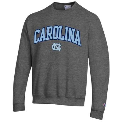 UNC Champion Applique Arch Over Logo Crew GRANITE_HTHR