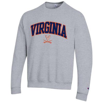 Virginia Champion Applique Arch Over Logo Crew HTHR_GREY