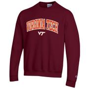  Virginia Tech Champion Applique Arch Over Logo Crew