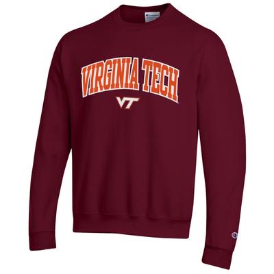 Virginia Tech Champion Applique Arch Over Logo Crew