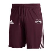  Mississippi State Adidas Men's 3- Stripe Knit Shorts