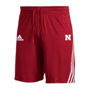  Nebraska Adidas Men's 3- Stripe Knit Shorts