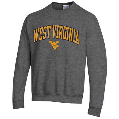 West Virginia Champion Applique Arch Over Logo Crew GRANITE_HTHR