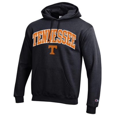 Tennessee Champion Applique Arch Over Logo Hoodie BLACK