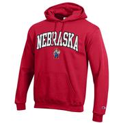  Nebraska Champion Applique Arch Over Logo Hoodie