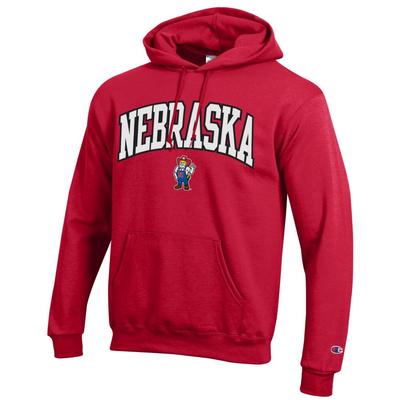 Nebraska Champion Applique Arch Over Logo Hoodie