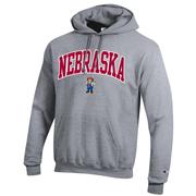  Nebraska Champion Applique Arch Over Logo Hoodie