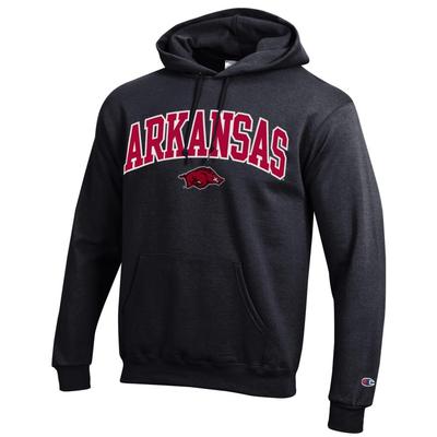 Arkansas Champion Applique Arch Over Logo Hoodie BLACK