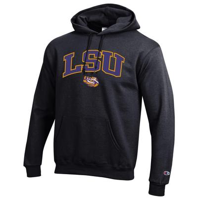 LSU Champion Applique Arch Over Logo Hoodie BLACK