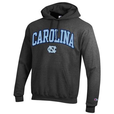 UNC Champion Applique Arch Over Logo Hoodie GRANITE_HTHR