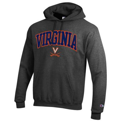 Virginia Champion Applique Arch Over Logo Hoodie GRANITE_HTHR