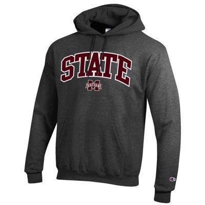 Mississippi State Champion Applique Arch Over Logo Hoodie GRANITE_HTHR