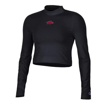 Arkansas Champion Women's Fitted Long Sleeve Mock Crop Top