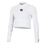  Auburn Champion Women's Fitted Long Sleeve Mock Crop Top