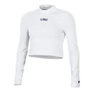  Lsu Champion Women's Fitted Long Sleeve Mock Crop Top