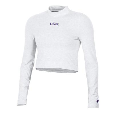 LSU Champion Women's Fitted Long Sleeve Mock Crop Top