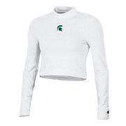  Michigan State Champion Women's Fitted Long Sleeve Mock Crop Top