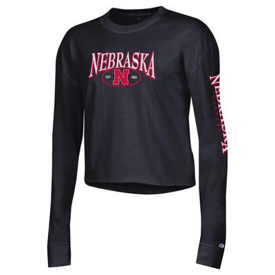 Nebraska Champion Women's Boyfriend Cropped Long Sleeve Tee