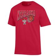  Nebraska Champion Wordmark Basketball Net Logo Tee