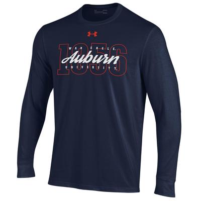 Auburn Under Armour Performance Cotton Long Sleeve Tee NAVY