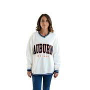  Auburn Gameday Social Allen Chenille Varsity V- Neck Sweatshirt