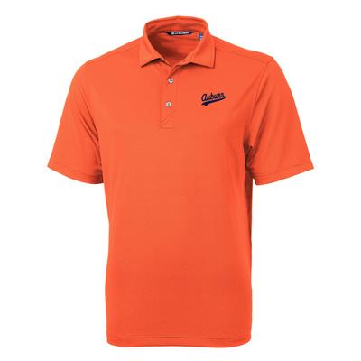 Auburn Cutter and Buck Vault Script Virtue Eco Pique Polo ORANGE