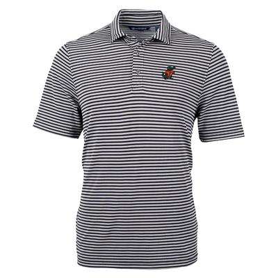 Florida Cutter and Buck Vault Albert Striped Virtue Eco Pique Polo BLACK