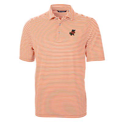 Florida Cutter and Buck Vault Albert Striped Virtue Eco Pique Polo ORANGE