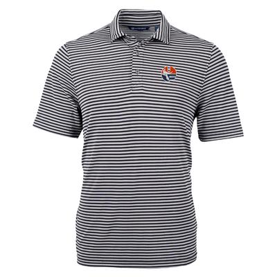 Florida Cutter and Buck Vault Circle Striped Virtue Eco Pique Polo BLACK