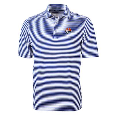 Florida Cutter and Buck Vault Circle Striped Virtue Eco Pique Polo TOUR_BLUE