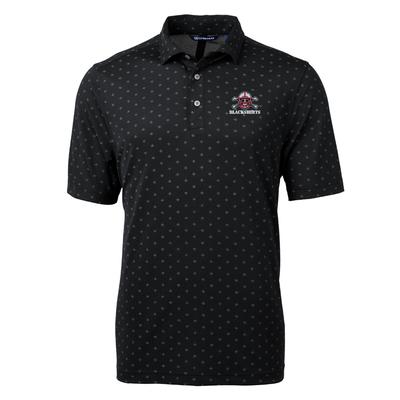 Nebraska Cutter & Buck Blackshirts Virtue Eco Pique Tile Print Polo BLACK