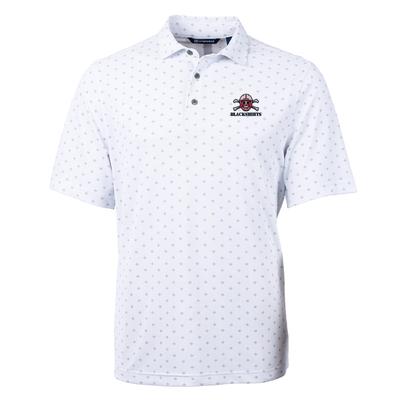 Nebraska Cutter & Buck Blackshirts Virtue Eco Pique Tile Print Polo WHITE