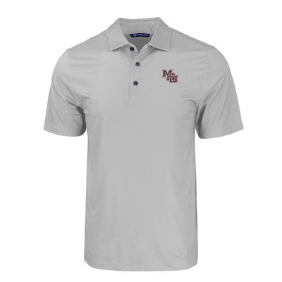 Mississippi State Cutter & Buck Interlock Geo Print Polo ELEMENTAL_GREY