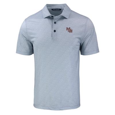 Mississippi State Cutter & Buck Interlock Pike Pebble Print Polo POLISHED/WHITE