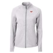  Virginia Tech Cutter & Buck Women's Adapt Eco Knit Heather Full Zip Jacket