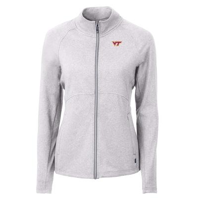 Virginia Tech Cutter & Buck Women's Adapt Eco Knit Heather Full Zip Jacket