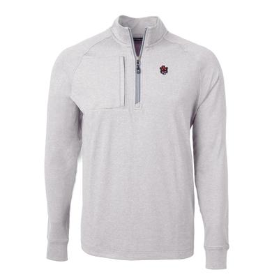 Auburn Cutter & Buck Vault Cartoon Adapt Eco Knit Heather 1/4 Zip Pullover