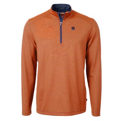 Auburn Cutter & Buck Vault Cartoon Eco Pique Micro Stripe 1/2 Zip Pullover