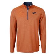  Auburn Cutter & Buck Vault Script Eco Pique Micro Stripe 1/2 Zip Pullover