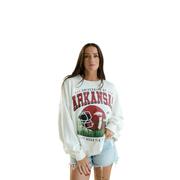  Arkansas Gameday Social Malone Multimedia Oversized Crew Sweatshirt