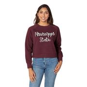  Mississippi State Chicka- D Rope Embroidery Boxy Raglan Crew