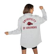  Arkansas Gameday Couture Way To Go Fleece Applique Shacket