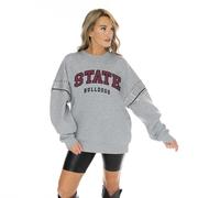  Mississippi State Gameday Couture Competitive Edge Drop Shoulder Jewel Crew