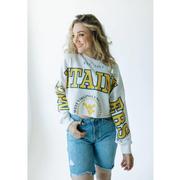  West Virginia Gameday Social Phipps Split Sleeve Cropped Crew