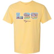  Lsu Campus Fill Letters Comfort Colors Tee