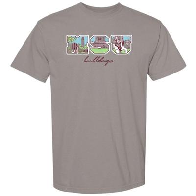 Mississippi State Campus Fill Letters Comfort Colors Tee